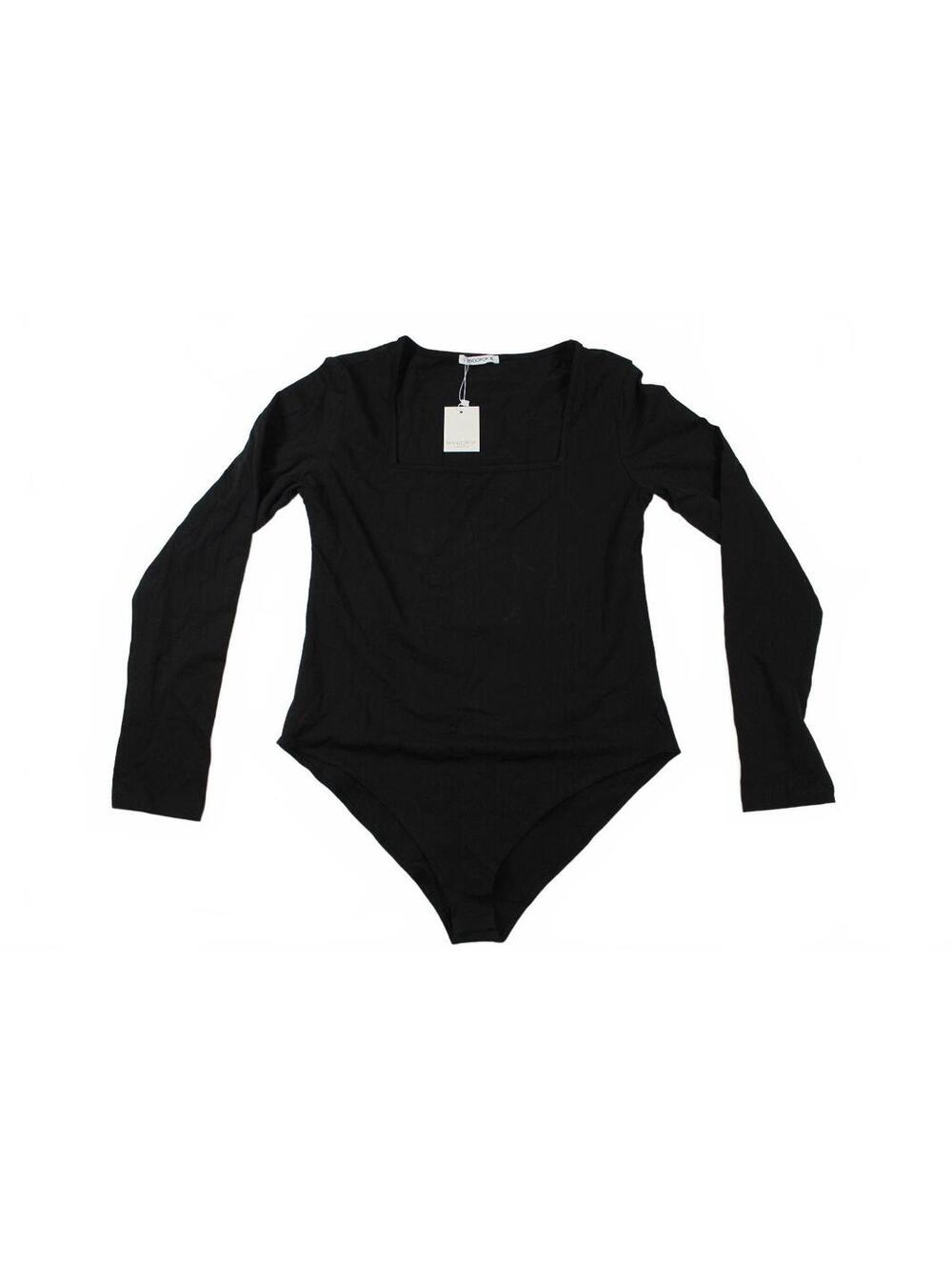 Mangopop Black Long Sleeve Bodysuit XL - Stylish & Sleek